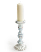 Ornate Aged White Ceramic Candle Holder - 210238