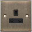 Selectric 7M-Pro Antique Brass 1 Gang 13A Unswitched Socket with Black Insert