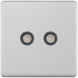 Selectric 5M-Plus Screwless Satin Chrome 2 Gang TV/FM Socket with Grey Insert