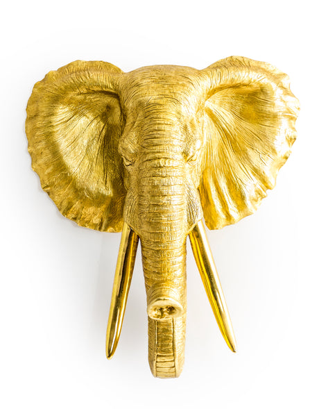 Extra Large Antique Gold Elephant Wall Head - BD177