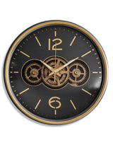 Black with Gold Numerals Moving Gears Clock - LUM15