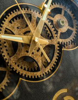 Black with Gold Numerals Moving Gears Clock - LUM15