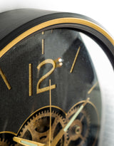 Black with Gold Numerals Moving Gears Clock - LUM15