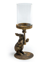 Antiqued Rabbit Candle Holder with Glass Cover (to be bought in qtys of 2) - HKL85