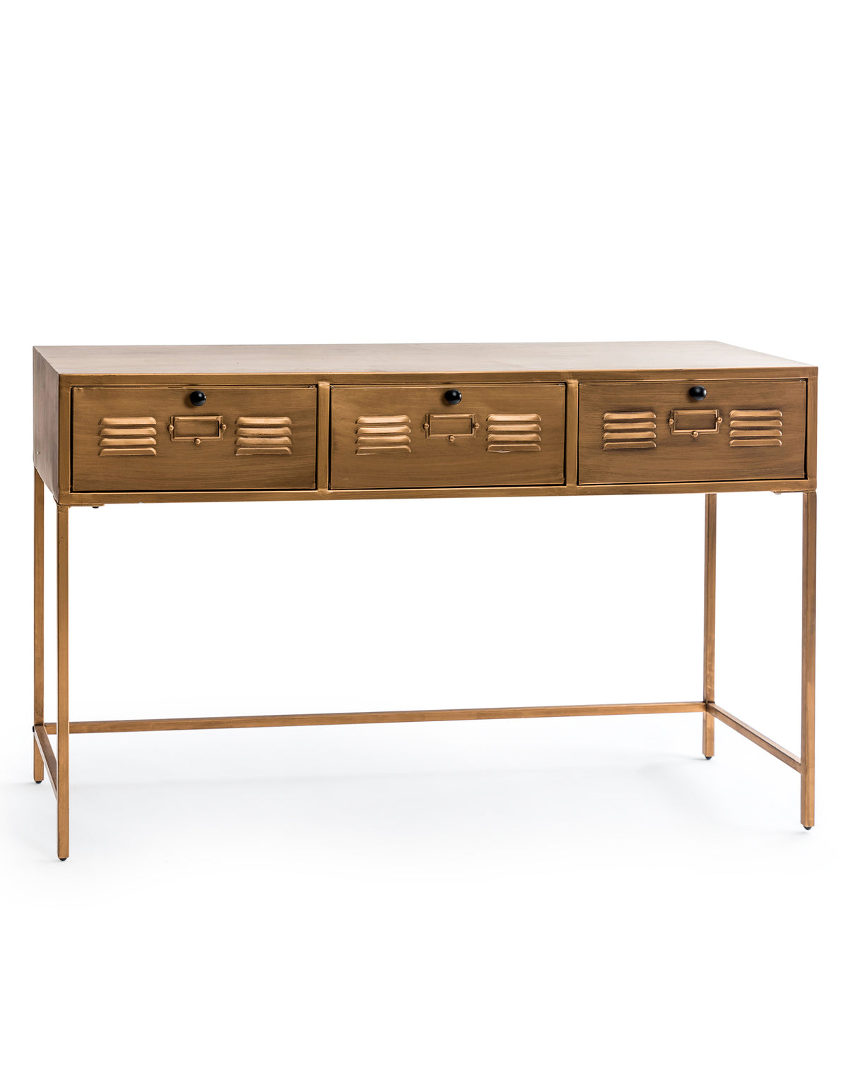 Brushed Antique Gold Metal 3 Drawer Console Table - RFB37