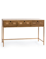 Brushed Antique Gold Metal 3 Drawer Console Table - RFB37