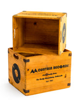 Set of 2 Antiqued Wooden "Mountain Records" LP Record Storage Boxes - FC41