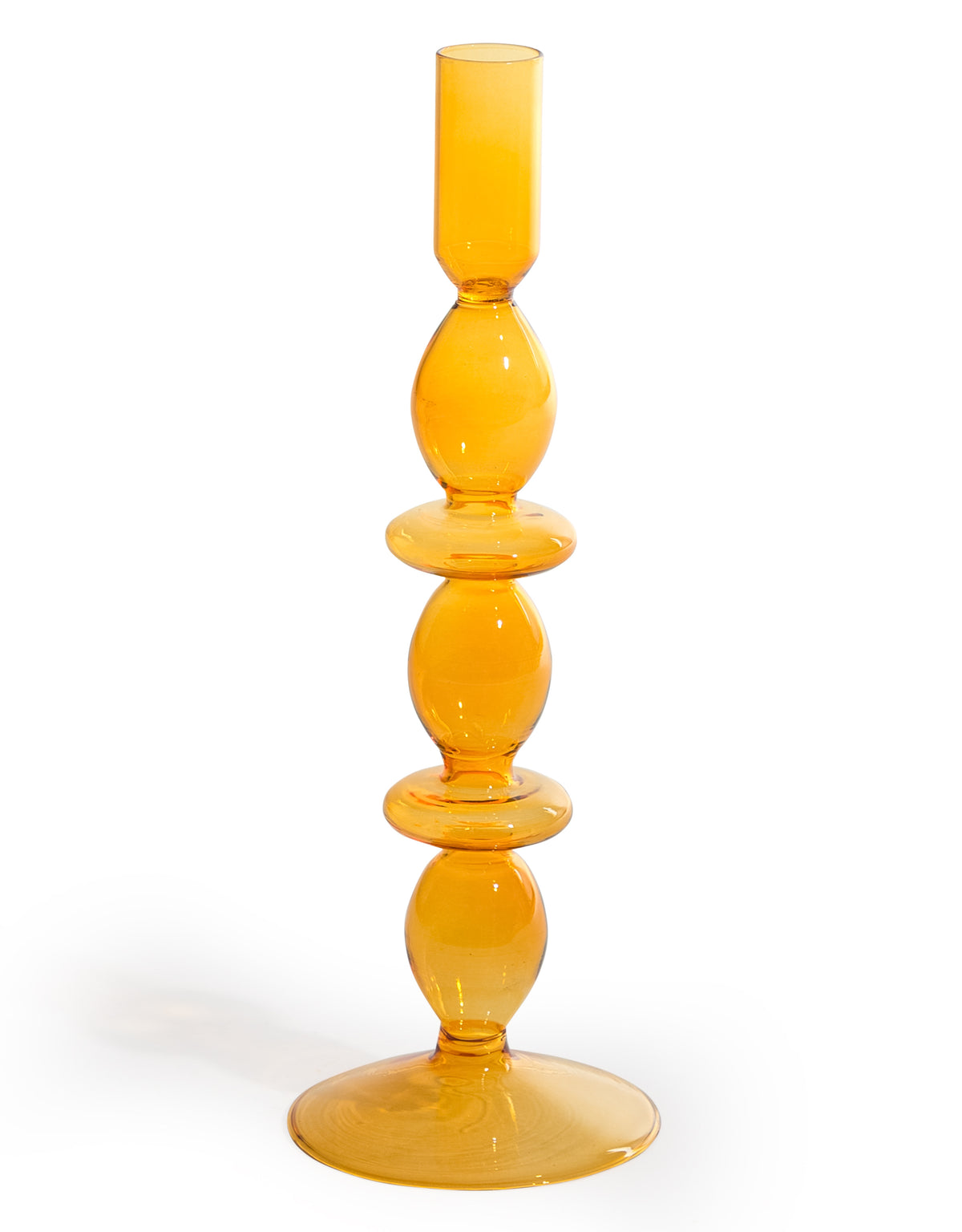 Orange / Amber Glass Candle Holder - GW144