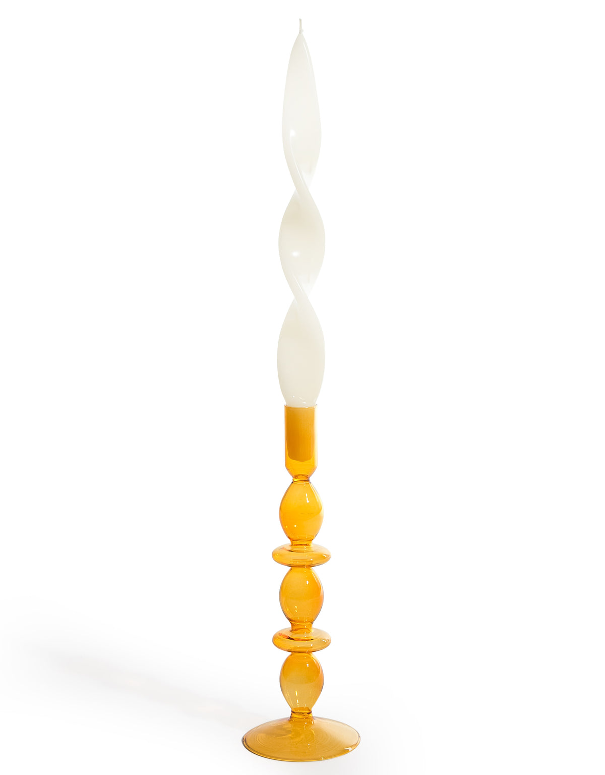 Orange / Amber Glass Candle Holder - GW144