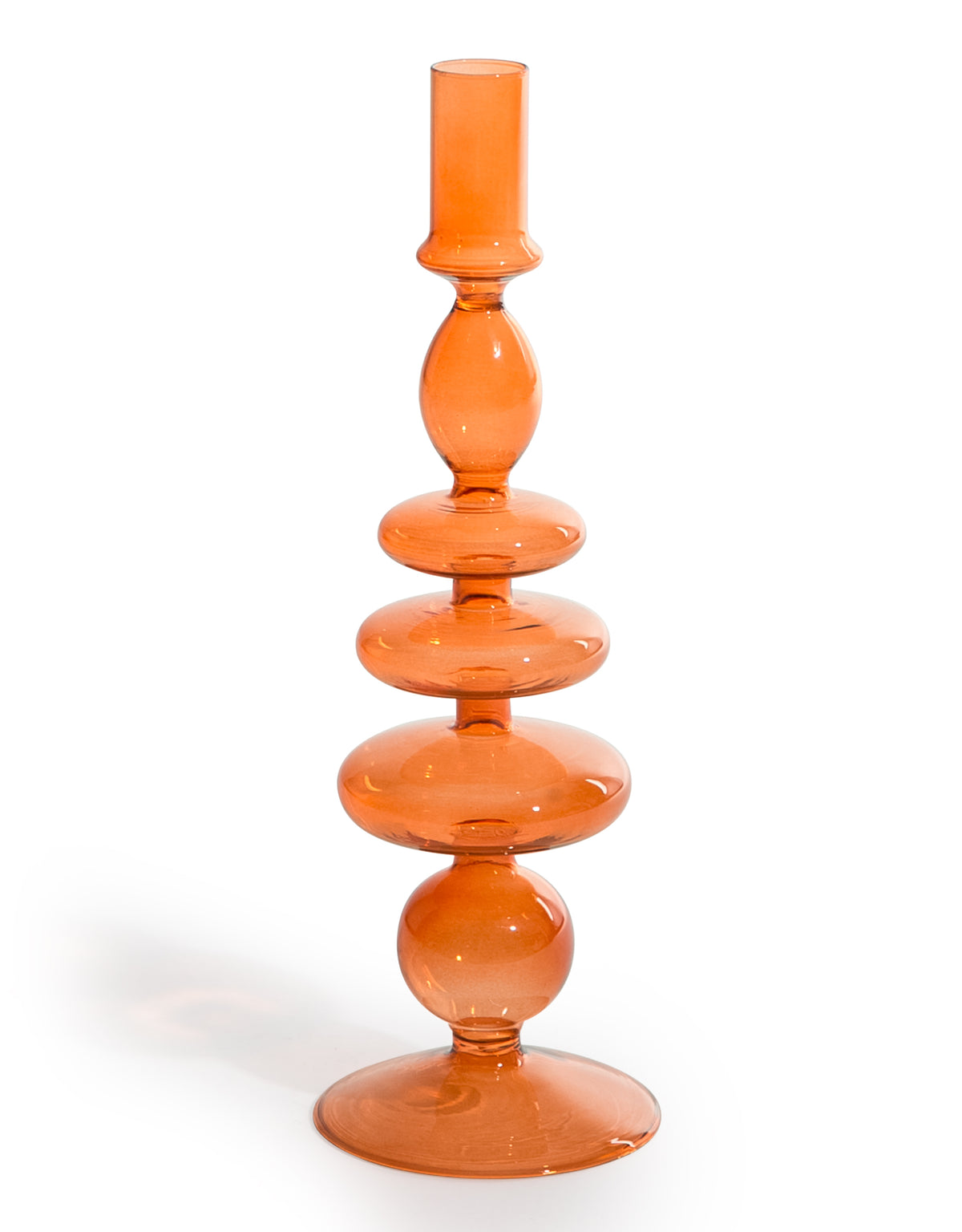 Red / Burnt Orange Glass Candle Holder - GW145