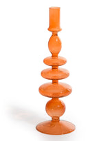 Red / Burnt Orange Glass Candle Holder - GW145