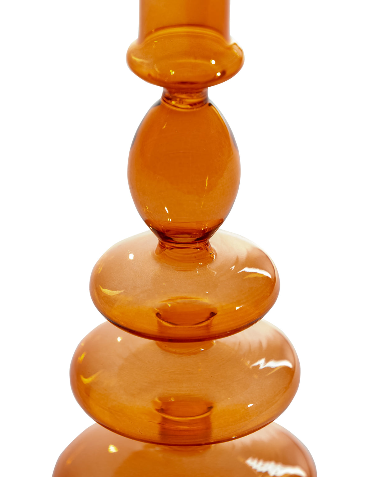 Red / Burnt Orange Glass Candle Holder - GW145