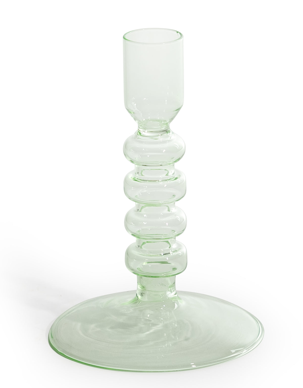 Pale Green Glass Candle Holder - GW146