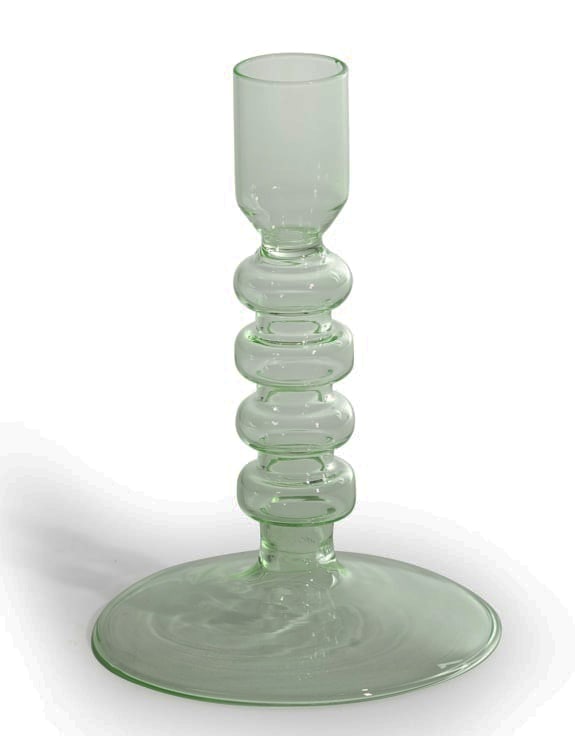 Pale Green Glass Candle Holder - GW146