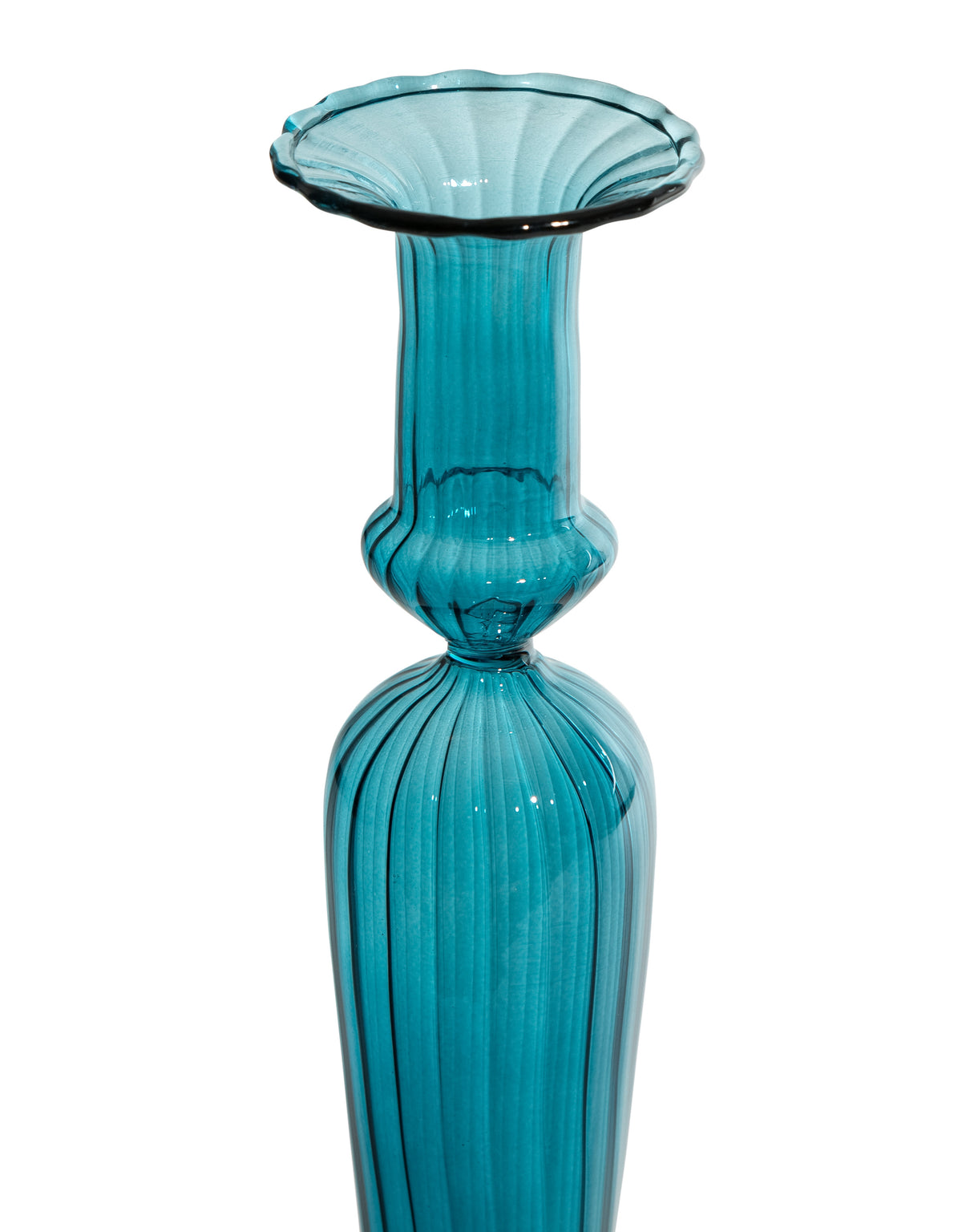 Tall Blue Glass Candle Holder - GW148