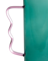 Large Green Glass Jug with Wave Pink Handle - GW149