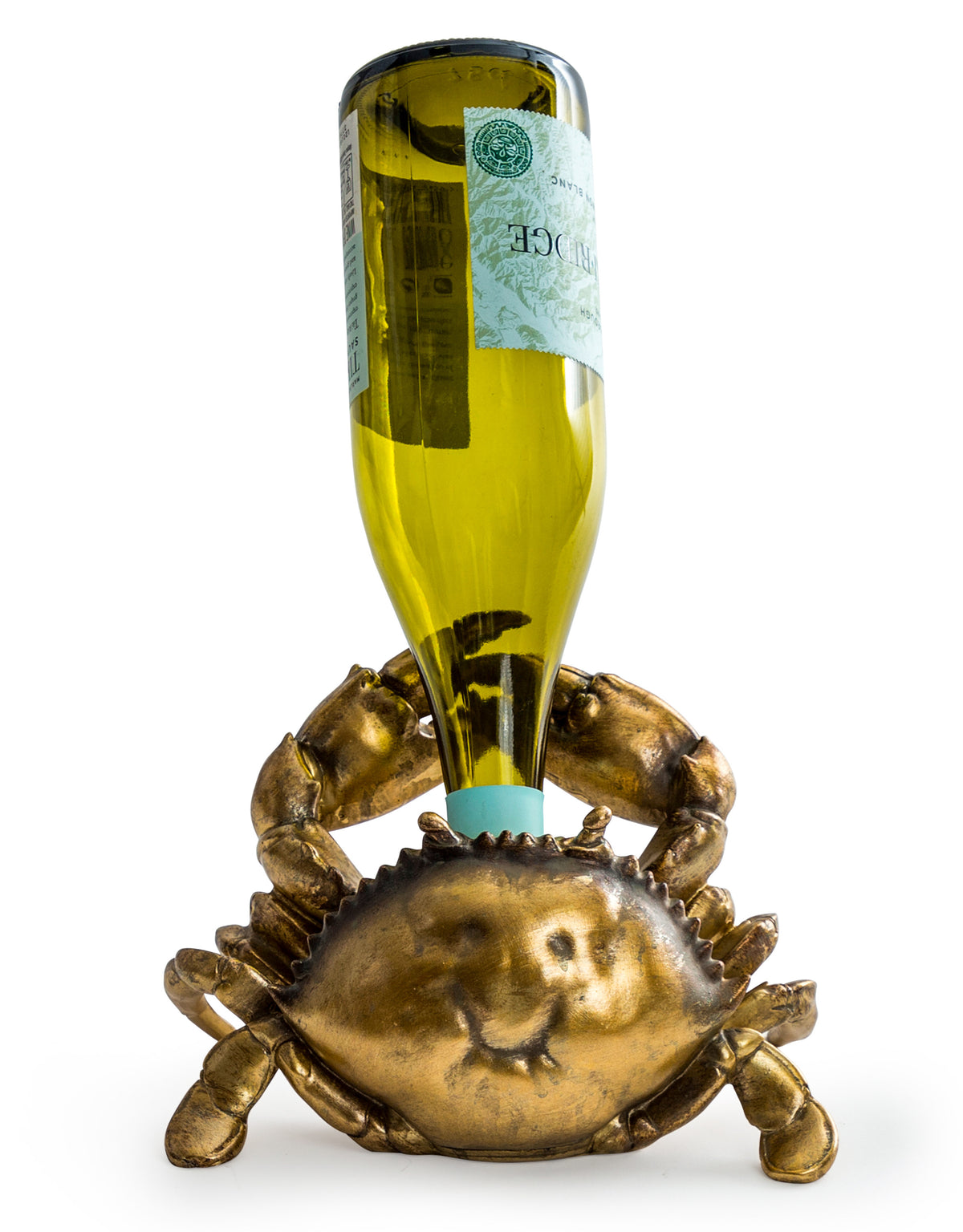Antique Gold Thirsty Crab Wine Bottle Holder - ET362