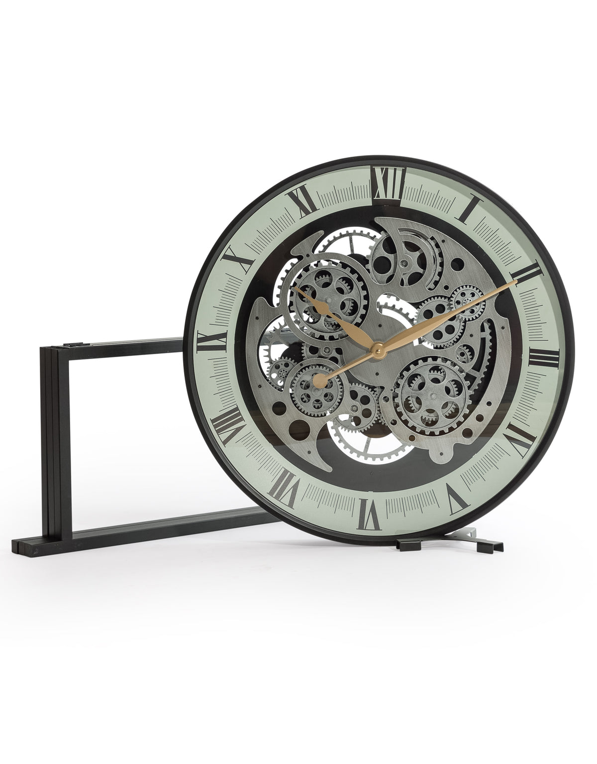 Industrial Iron Moving Gears Clock Side Table - FCM13