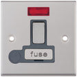 Selectric 7M-Pro Satin Chrome 13A DP Switched Fused Connection Unit with Flex Outlet, Neon, and Grey Insert