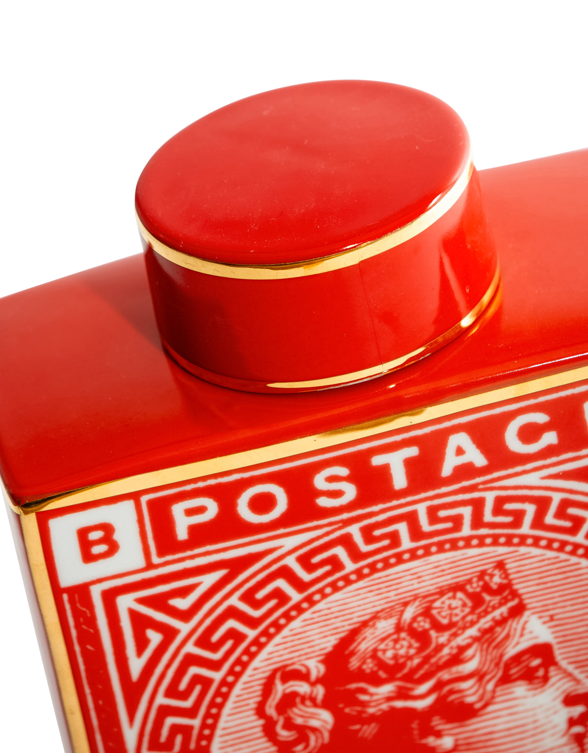 Large Red Postage Stamp Ceramic Storage Jar/Vase - BP311