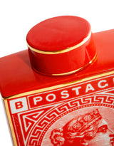 Large Red Postage Stamp Ceramic Storage Jar/Vase - BP311