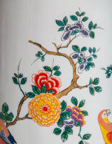 White Ceramic Floral & Tropical Bird Umbrella Stand - BP315