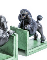 Cast Iron Antiqued Pair of Black Poodle Bookends - STM81