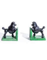 Cast Iron Antiqued Pair of Black Poodle Bookends - STM81