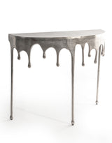 Raw Nickel "Dali" Drip Oval Aluminium Console Table - DRP20