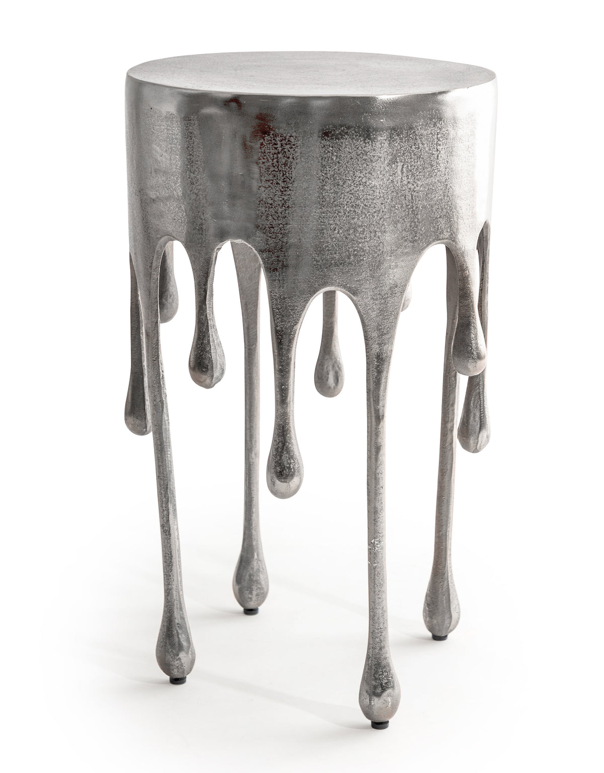 Raw Nickel "Dali" Drip Round Aluminium Side Table - DRP21