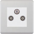 Selectric 5M-Plus Satin Chrome Triplex SAT/TV/FM Socket with White Insert