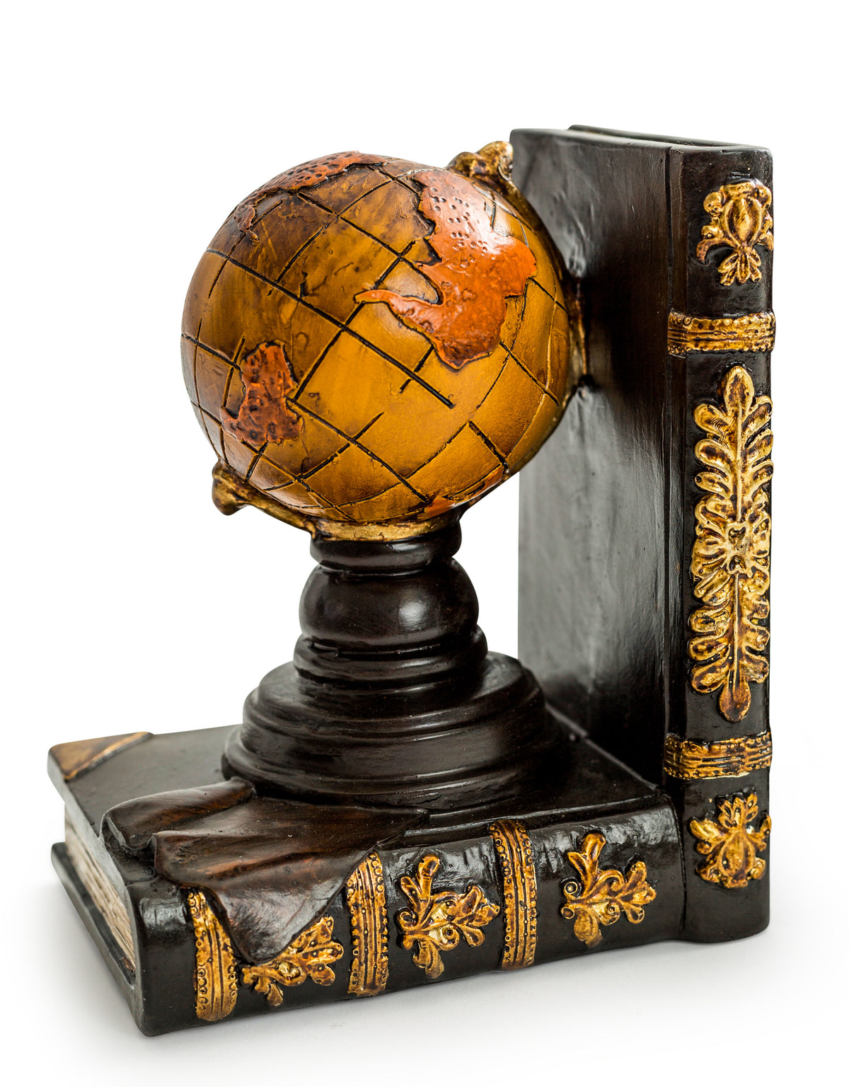 Antiqued Pair of Globe Bookends - CRT125