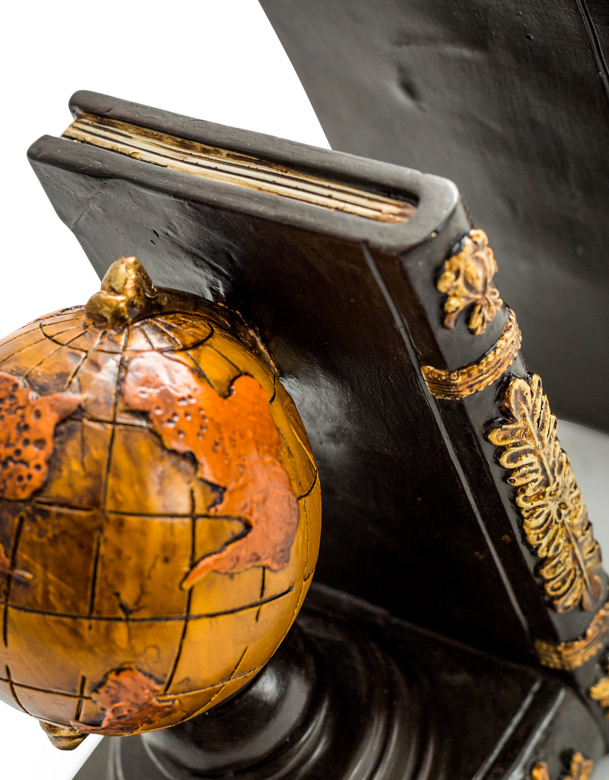 Antiqued Pair of Globe Bookends - CRT125