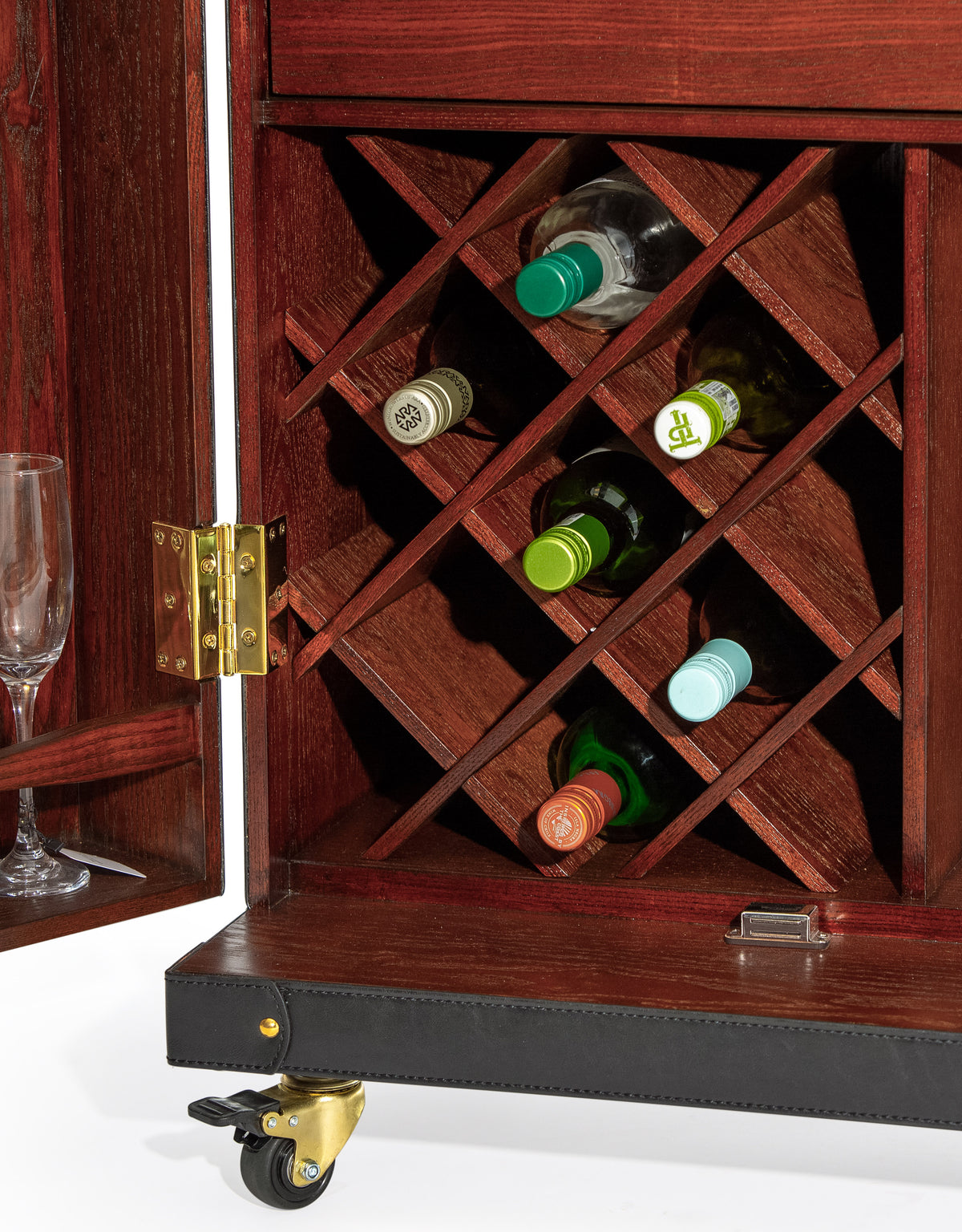 Soho Steamer Large Leather Two-Door Wine / Bar Cabinet - SBC12