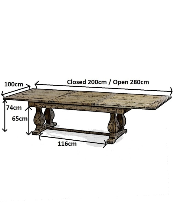 Reclaimed Dark Elm Extending Dining Table - BRT5