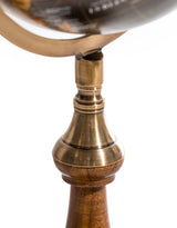 Antique Black Globe on Brass & Wood Stand - FMH29