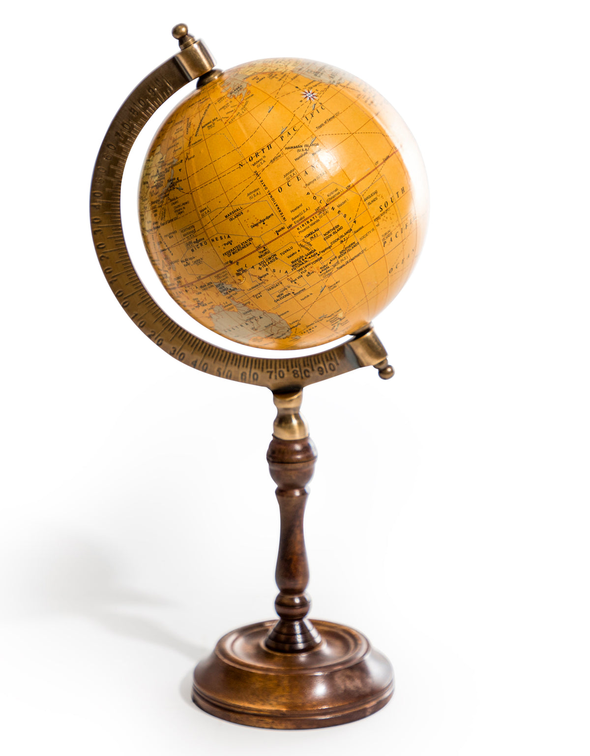 Antique Brown Globe on Wooden Stand - FMH30