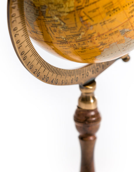 Antique Brown Globe on Wooden Stand - FMH30