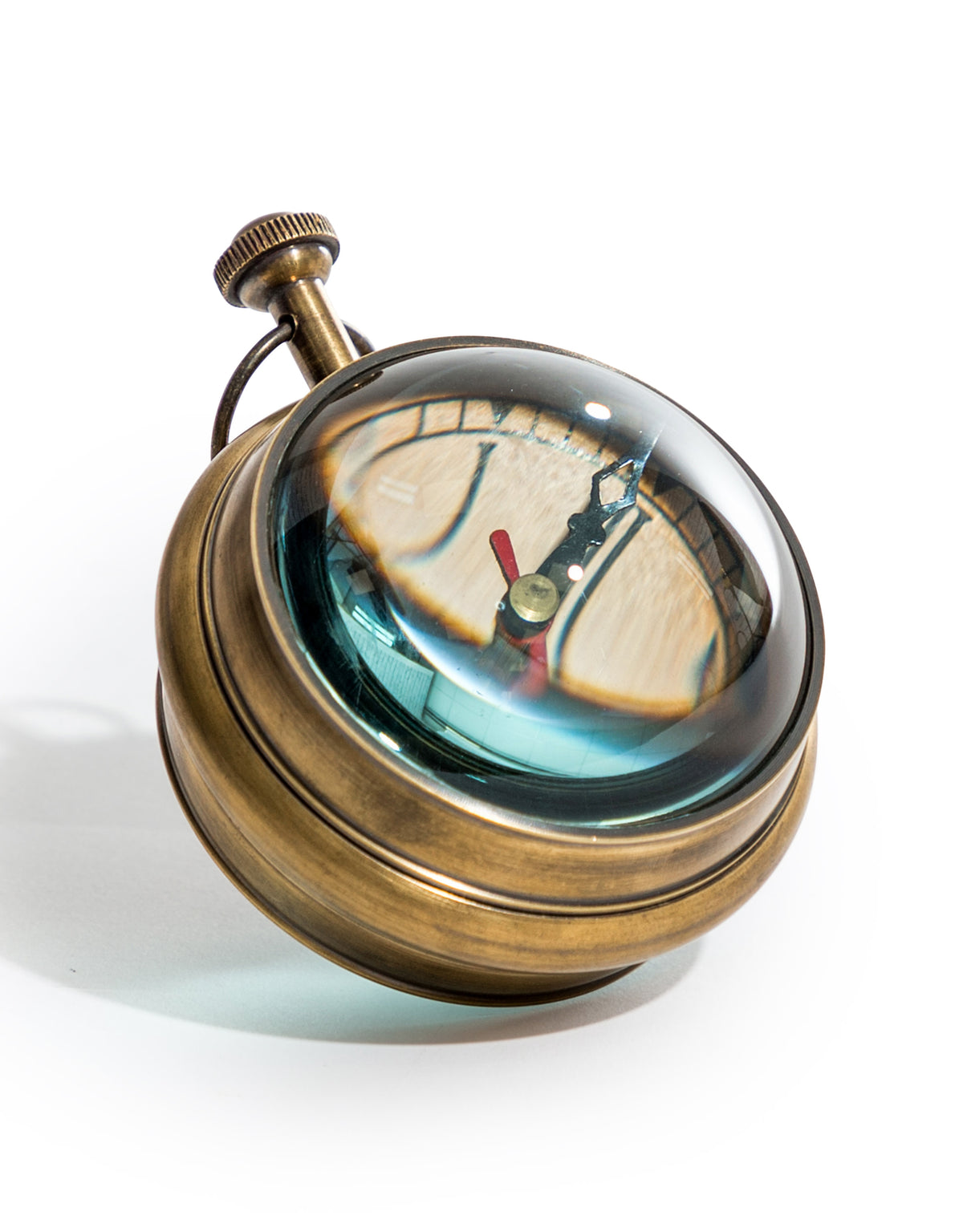 Antiqued Brass Magnified Table Clock - FMH36