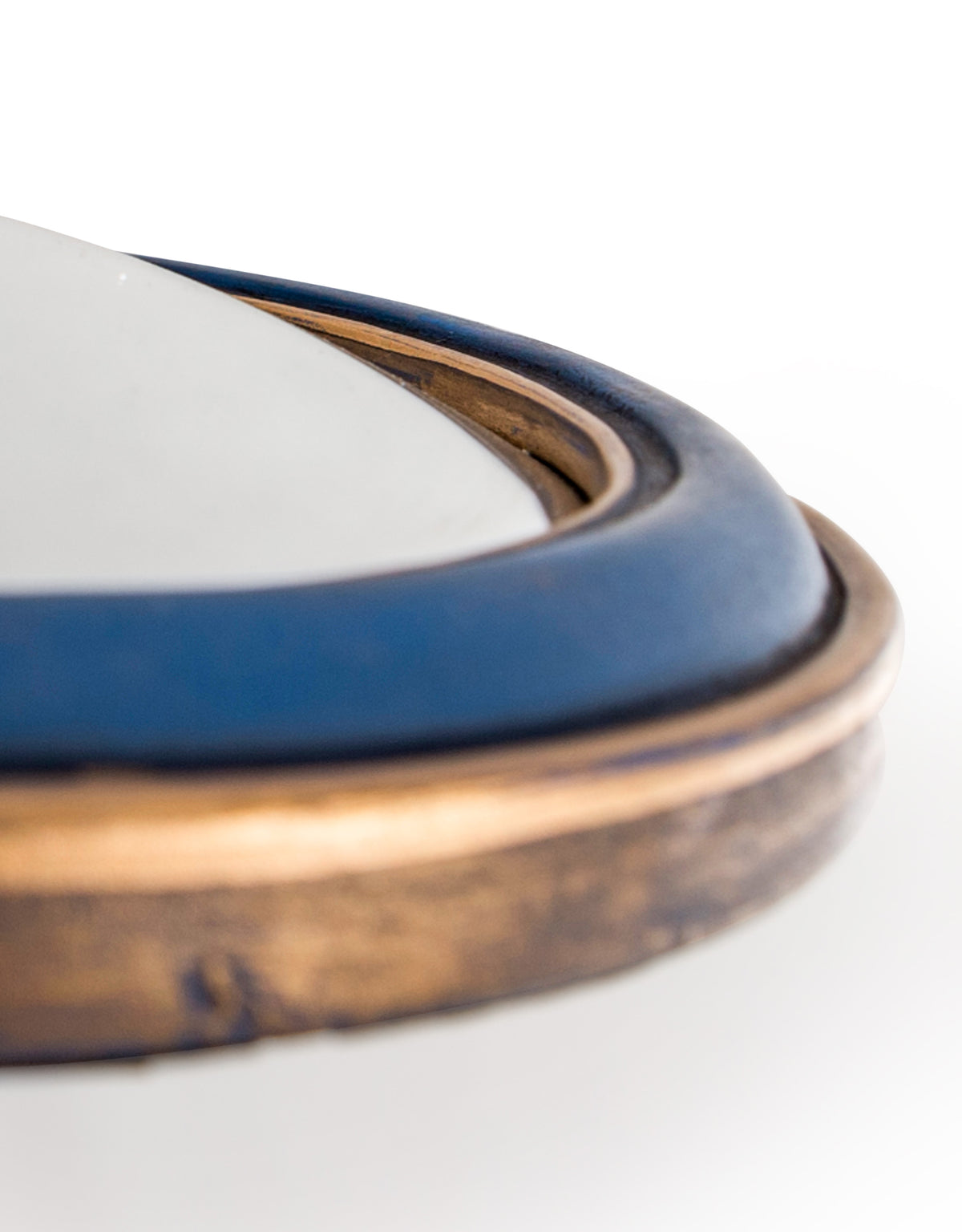 Set of 12 Assorted Antique Blue / Gold Framed Convex Mirrors - MK133
