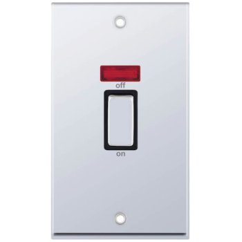 Selectric 7M-Pro Polished Chrome 2 Gang 45A DP Switch with Neon and Black Insert