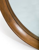 Large Round Oak Wood-Framed Dovetail Wall Mirror - CRM15