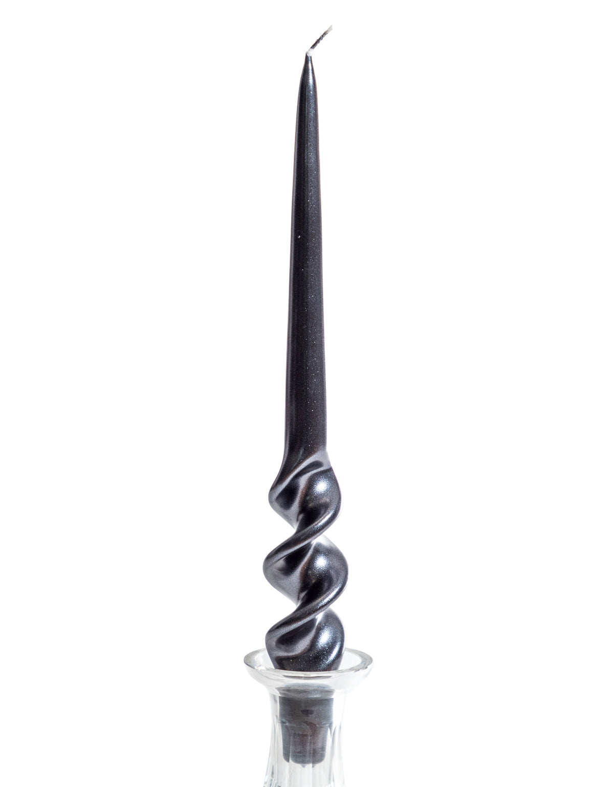 "Metallic Black" 29cm Hand Turned Taper Candle - METALLICBLACK