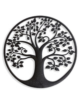 Large Matt Black Hammered-Effect "Tree of Life" Wall Decor - CL146