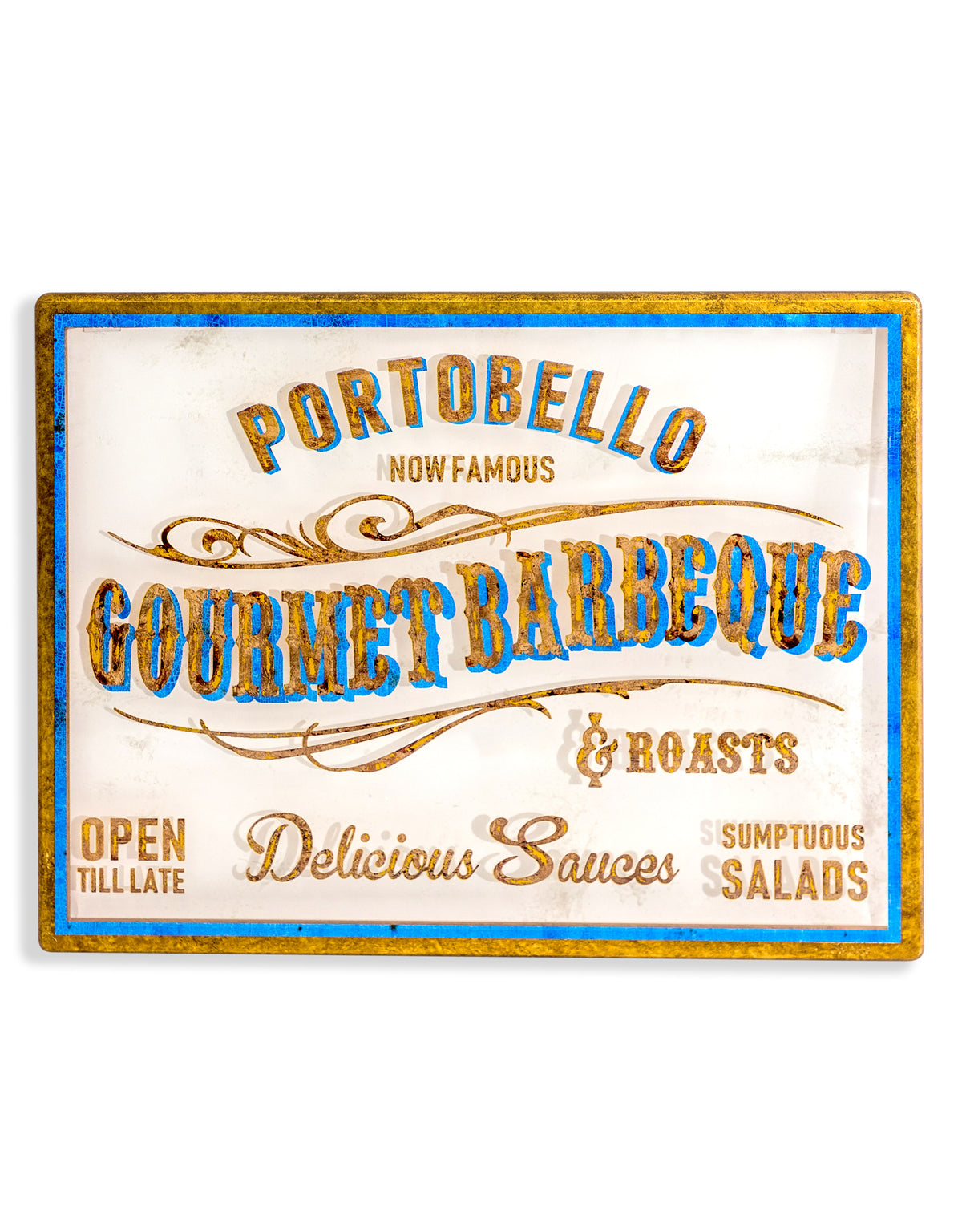 Large Gold Framed "Portobello Gourmet" Wall Sign - OPS12