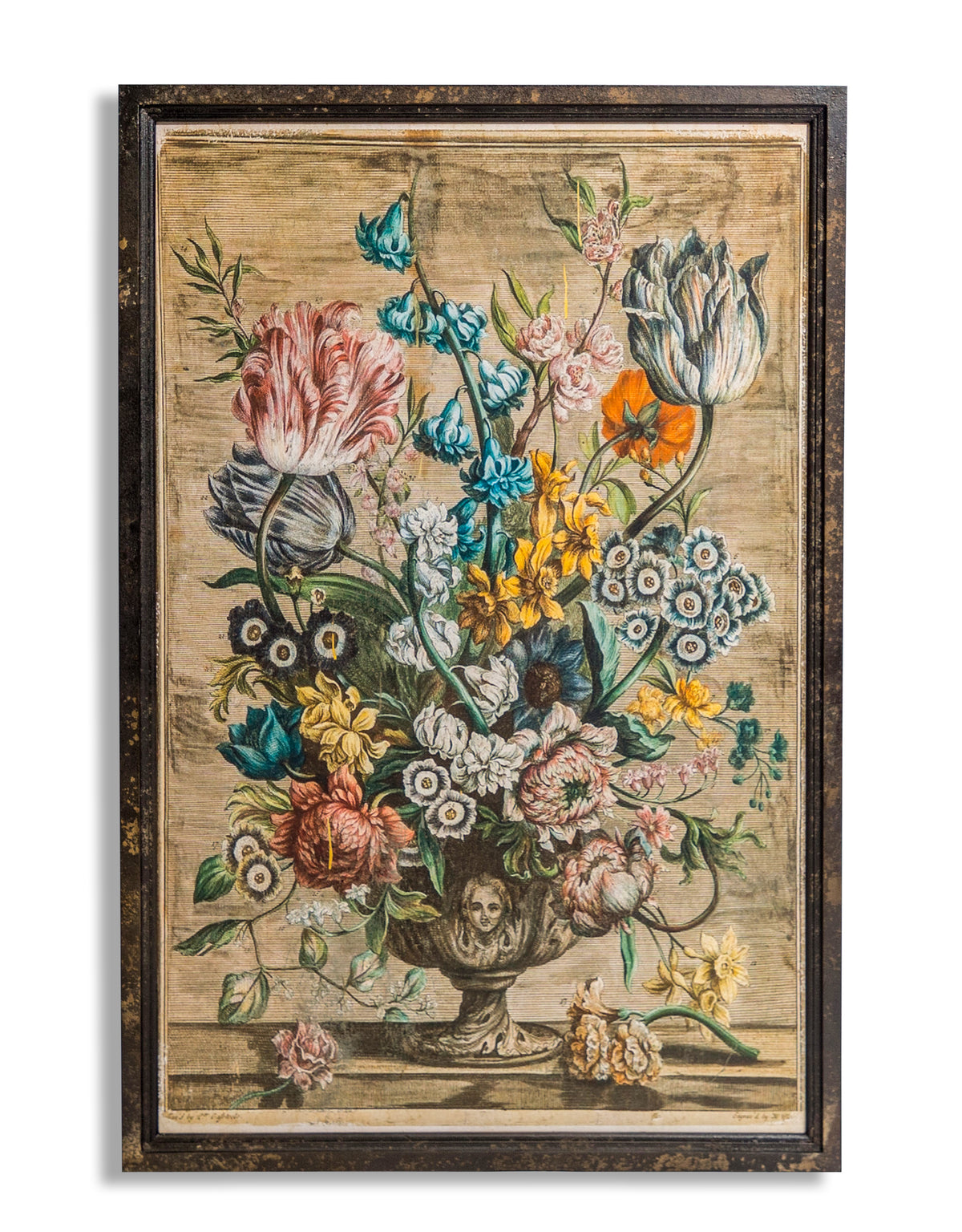 Set of 2 Antiqued White Boho Floral Wall Prints - JCS29