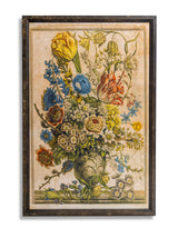 Set of 2 Antiqued White Boho Floral Wall Prints - JCS29