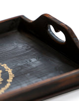 Set of 2 Antique Black Wooden 'Finest Tea' Trays - FC43