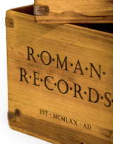 Set of 2 Antiqued Wooden "Roman Records" LP Record Storage Boxes - FC44