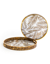 Set of 2 Dark Gold Tropical Leaf Serving Trays - LUM16